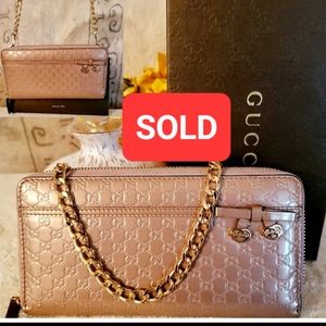 Authentic GUCCI GG Logo Enamel Patent Leather Zippy Around Long Wallet